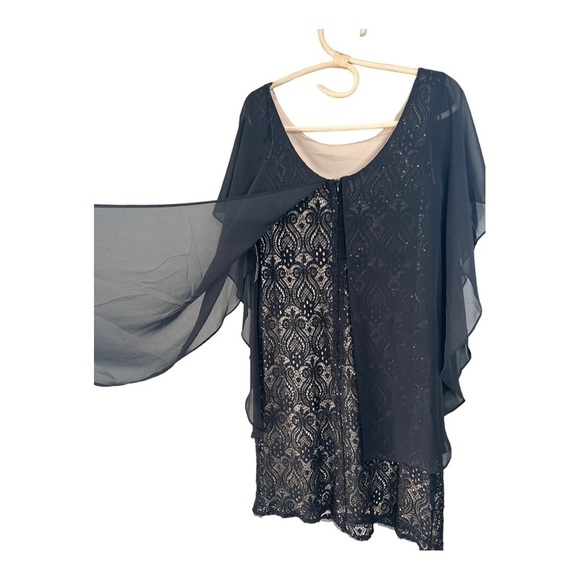 R&M Richards Cocktail Lace Knee Length Black Sequin Sheer Overlay Size 8 NEW - Picture 5 of 16